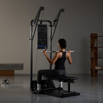 Speediance Extension Arms fitted to the Gym Monster 3, seated lat pulldown